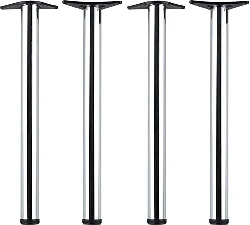 Trintion 4 Stück Tischfuß 710-730mm Regulierbare Tischbeine Ø60mm | Stahlbeine Metall Tischbeine mit Bodenschutzkappe und Schrauben für Frühstückstisch Schreibtisch Arbeitsplatten (Mattchrom)