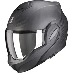 Scorpion EXO-Tech Evo Carbon Solid Modularhelm - Matt-Schwarz - XXL - Leichter Modularhelm mit Carbon-Verbundschale, integrierter Sonnenblende und 100% beschlagfreiem Visier. Ideal für Sicherheit und Stil auf jeder Fahrt.
