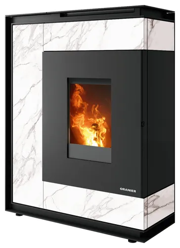Oranier | Pelletofen | Boreas Aqua | 9,5 kW | Marmorweiß | Anschluss oben