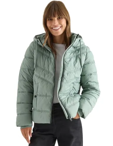 CECIL Damen Steppjacke 2005476 mit Kapuze, Smoke salvia, M