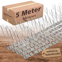 PRIOstahl Taubenabwehr Vogelschreck 6-reihig 5 Meter - Pflegemittel & Schädlingsbekämpfung – effektive Edelstahl-Spikes für dauerhaften Schutz vor Vogelbelästigung und Kot, wetterfest und einfach zu montieren!