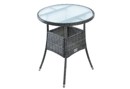 ESTEXO Polyrattan Beistelltisch – Runder Gartentisch in Anthrazit-Grau - Beistelltisch aus UV- und witterungsbeständigem Polyrattan; ideal für Garten und Balkon, mit stabiler Sicherheitsglasplatte für einfache Reinigung.