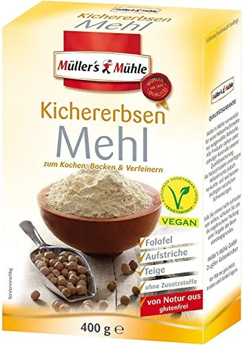 Müllers Mühle Kichererbsen Mehl zum Kochen Backen und verfeinern 400g