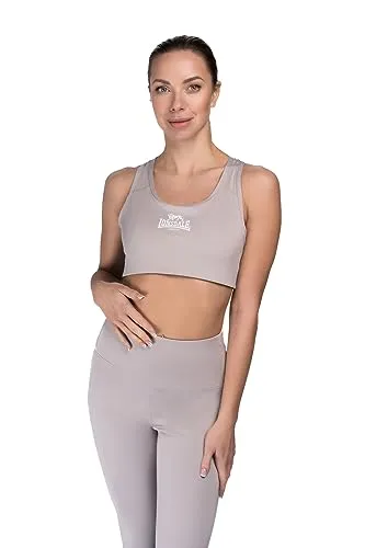 Lonsdale Frauen Sport-BH WARDOUR Grey/White M - Funktionsunterwäsche mit optimaler Passform dank eingearbeitetem Gummiband, ideal für aktive Frauen und sorgt für sicheren Halt bei jedem Workout.