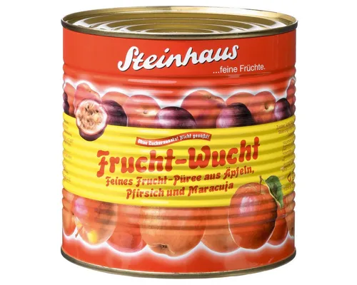 Steinhaus Obstkonserve, Steinhaus Frucht Wucht Pfirsich Maracuja Püree ungesüßt 2650g