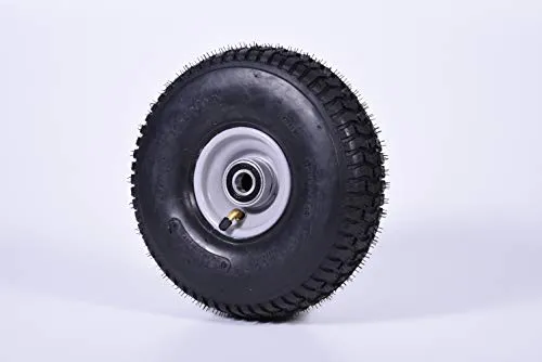 Komplettrad 110/85-4 Kenda K358 - Blockprofil für besten Grip - Komplettrad 11x4.00-4 mit Kenda K358 Reifen, ideal für Rasen- und Grünflächen. Wartungsfreie Kugellager und robuste Stahlfelge garantieren Langlebigkeit.