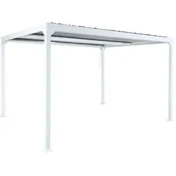 Mendler Alu Pergola HWC-L41 - Pavillon mit drehbarem Lamellendach zur individuellen Schattenregulierung, stabiler 8x8 cm Aluminium-Rahmen für lange Haltbarkeit und optimalen Komfort im Freien.