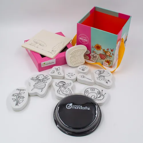 Kinder Stempel Set Feen mit Blumen Basteln mit Kindern Geschenkidee für Kinder