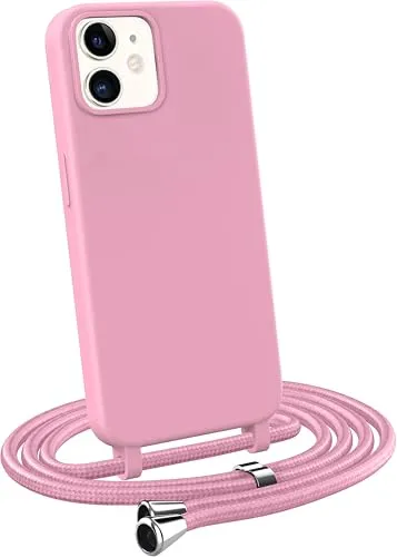 MyGadget Handykette für iPhone 11 - [ Hülle mit verstellbaren Band ] - TPU Handyhülle mit Handyband zum Umhängen - Kordel Schnur Case Schutzhülle - Rosa