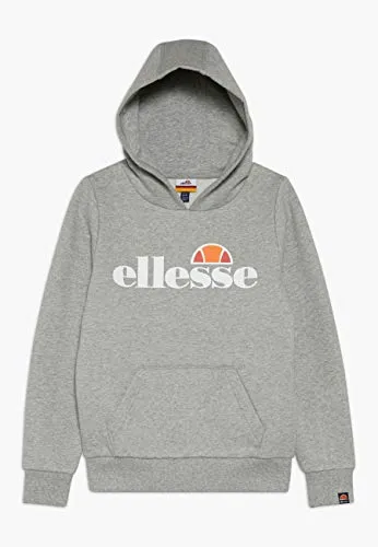 ellesse Mädchen Sweat Hoodie ISOBEL - Oh Hoody Junior, Grau 128/134 - Kinder-Sweater aus weichem Sweat-Material mit großem ellesse-Logo-Print und praktischer Känguru-Tasche für lässigen Komfort.