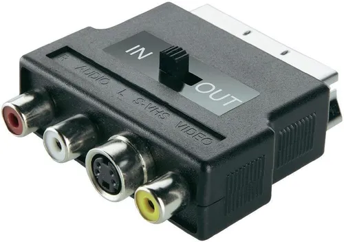 Belkin TV Scart Adapter Composite 3x Cinch & S-Video Buchse mit IN/OUT Schalter
