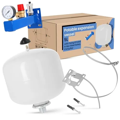 Ausdehnungsgefäß Trinkwasser Brauchwasser 5l Druckbehälter | Druckausdehnungsgefäß Ausgleichsbehälter Expansionsbehälter Sanitärgefäß Heizgefäße Sicherheitsgruppe 6 bar Kesselgruppe Montageklemme