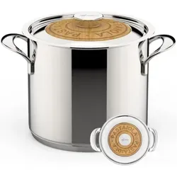 Lagostina Emozione Pastatopf Ø 20 cm mit Kirscheinsatz - Pastatopf aus hochwertigem Edelstahl 18/10, ideal für Induktion und Gas, mit dreifach beschichtetem Boden für gleichmäßige Wärmeverteilung und stabilen, verschweißten Griffen.