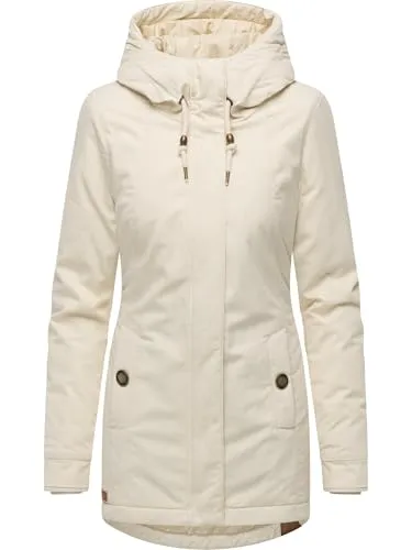 Ragwear Damen Winterparka Monadena in Ecru, Gr. S - Stylischer Winterparka mit lässigem Schnitt und verstellbarer Kapuze. Das weiche Obermaterial sorgt für hohen Tragekomfort. Ideal für kalte Tage und modische Akzente.