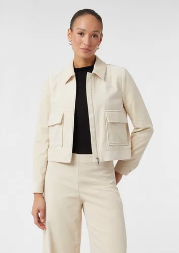 comma Funktionsjacke Indoor-Jacke - Kurze Cordjacke mit Taschen in Beige (42 EU) - Funktionsjacken mit aufgesetzten Taschen, ideal für lässige Looks und bequemes Tragen dank hochwertiger Baumwollmischung.
