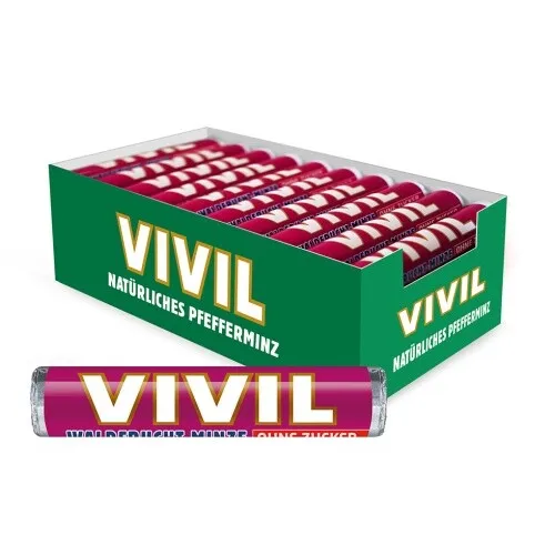 VIVIL Waldfrucht-Minze Pastillen ohne Zucker | 30 Rollen