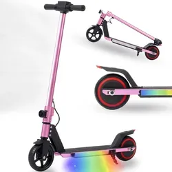 Elektro-Kinderroller 6,5'' E-Roller für 6-12 Jahren, 60Wh, max. 5-8km, klappbar Belastbarkeit 50kg, 14km/h, faltbarer Cityroller, mit Beleuchtung,... - Rosa