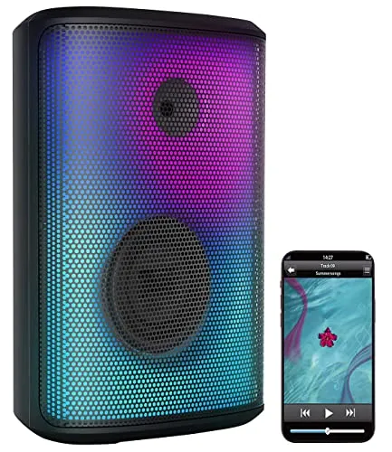 auvisio Mobile Outdoor-PA-Partyanlage & -Bluetooth-Boombox, 200W mit Lichteffekten