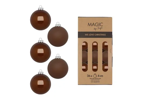 MAGIC by Inge Weihnachtsbaumkugel, Weihnachtskugeln Glas 4cm 36 Stück - Creamy Hazelnut