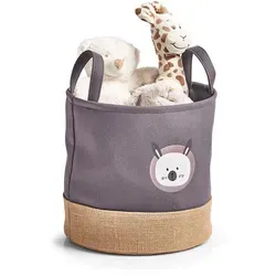 Zeller Present Aufbewahrungskorb, Dunkelgrau, Textil, Tiere, Rund, 30x30 cm, Spielzeug, Spielzeugkisten