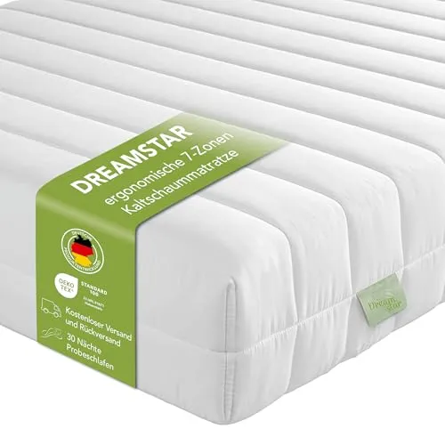 DREAMSTAR Easy Flex | Ergonomische 7-Zonen Kaltschaummatratze - Matratze mit zwei Härtegraden für optimale Anpassung an jeden Schlaftyp, schadstoffgeprüft nach Öko-Tex und mit waschbarem Mikrofaserbezug für ein angenehmes Schlafgefühl.