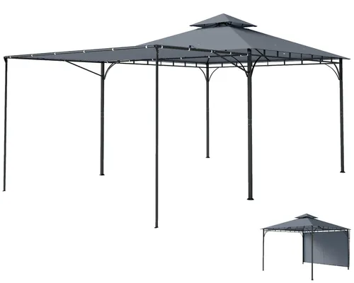 Pavillon 3,2x3,2 m - Stabiler Winterfester Gartenpavillon mit Ausziehbarem Dachüberstand - Moderner Pavillon in Dunkelgrau, ideal für Gartenpartys. Wetterresistent und UV-geschützt, mit freistehender Installation und 2 Jahren Herstellergarantie.