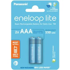 Panasonic Eneloop lite Micro AAA Ni-MH Akku 550mAh BK-4LCCE 2BE - umweltfreundlich, bis zu 3000x aufladbar und sofort einsatzbereit
