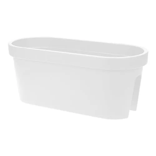 Spetebo Balkon Geländer Blumenkasten oval 60 cm - weiß - Kunststoff Pflanztopf zum Einhängen - Garten Blumentopf Pflanz Blumen Schale zum Hängen