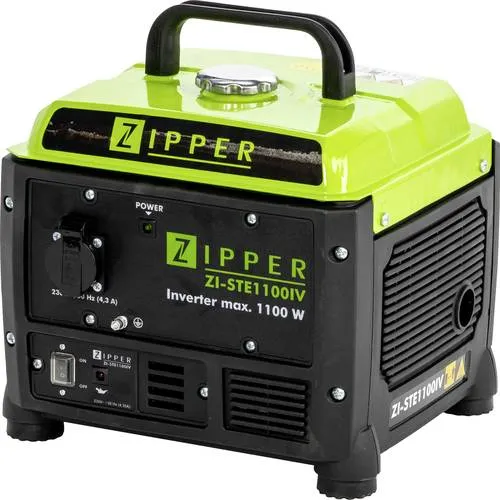 Zipper 4-Takt Inverter-Stromerzeuger 1100W - Stromaggregate, kompakt und leicht mit nur 12.8kg, ideal für Camping und Outdoor-Aktivitäten.