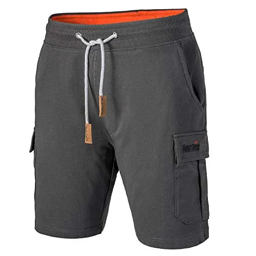 Mount Swiss - Herren Cargo Shorts mit 6 Taschen & Klett- BZW. Reiß-Verschluss I Freizeit Hose I Größe XL, Anthrazit