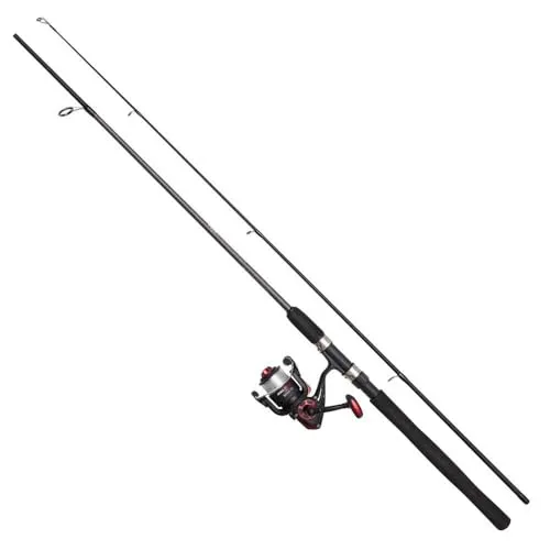 DAM Full Tech Spinning Combo, Süßwasserangler Angelrute Rolle Hecht Barsch Zander Mehr, Starkes Leichtgewicht Vielseitig, Schwarz Grau, 2.40m Mäßig schnelle Rute, 3000er Rolle