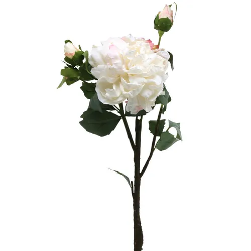 Weiße Rosen Kunstblumen 57cm mit Knospen Dekoration elegant langlebig