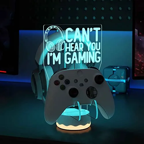 Ammonite Kopfhörer Controller Ständer Light up, 16 Farben 3D LED Lichter Headset Gamepad Halter, Game Controller Hänger für alle Universal Gaming PC Zubehör