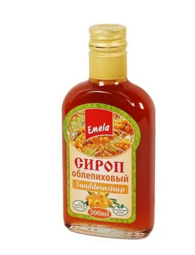 Emela Sirup Sanddornbeeren 200ml - Nahrungsergänzungsmittel mit 40% Sanddornextrakt, ideal zum Süßen von Tee, Desserts und mehr – ein reines Naturprodukt ohne künstliche Zusätze für ein gesundes Geschmackserlebnis.