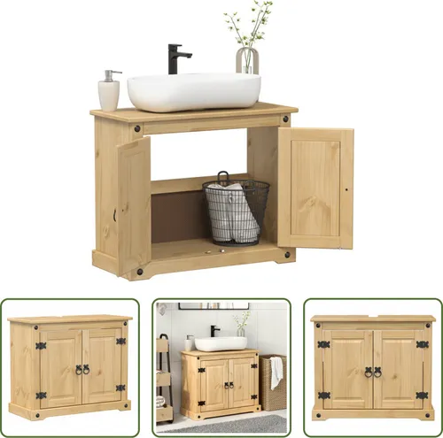 The Living Store Waschbeckenunterschrank Corona 73x33x60 cm aus Kiefernholz