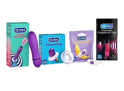 Stimulationsset für Sie und Ihn mit 1x Minivibrator + 1x Stimulationsgel + 1x Vibrationsring + 1x Penisring von Durex