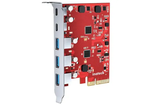 RedComets U21 PCI Express-Karte zu USB 3.2 Gen 2 - Port-Erweiterungskarte mit 5 Anschlüssen (3 USB-A, 2 USB-C) und 20 Gbit/s Bandbreite, ideal für schnelle Datenübertragungen auf Windows und Mac Geräten.