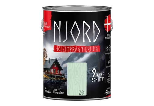 NJORD Holzgrundierung 5L - Nordische Gräser - Hochwertige Holzimprägnierung für optimalen Schutz und natürliche Schönheit des Holzes. Bis zu 9 Jahre Schutz vor Witterungseinflüssen, einfach aufzutragen und in 14 Farben erhältlich.