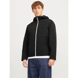 Jack & Jones Übergangsjacke in Schwarz für Herren, Größe L - Funktionsjacken für Herren, ideal für Übergangszeiten mit Kapuze, Reißverschluss und praktischen Druckknopf-Ärmeln für optimalen Tragekomfort.