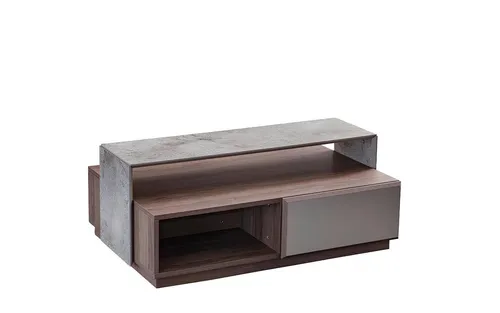 Moderner Couchtisch Grau 104x67 cm mit Schublade - Stylischer Beistelltisch aus Holzfurnier für Ihr Wohnzimmer. Mit praktischer Schublade und kompakten Maßen ist er ideal für jeden Raum. Herstellergarantie: 2 Jahre.