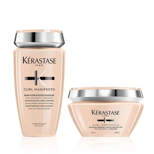 Kérastase Curl Manifesto Set Shampoo und Maske 450ml - Ideal für alle Haartypen, sorgt das Set für intensive Feuchtigkeit und Pflege. Perfekt für lockiges und welliges Haar, um die natürliche Struktur zu betonen.