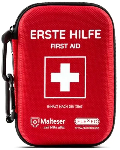 Erste Hilfe Set Outdoor nach DIN 13167 - Erste-Hilfe-Set für Camping & Reisen, robust und kompakt mit vielseitigen Befestigungsmöglichkeiten für optimale Sicherheit unterwegs.