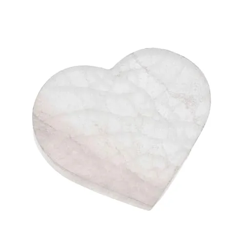 NKlaus Selenit Herz-Platte 10 x 9 cm – Heilstein für Liebe, Harmonie & emotionale Balance, ideal für Meditation, spirituelle Dekoration & als Ladeplatte für Kristalle