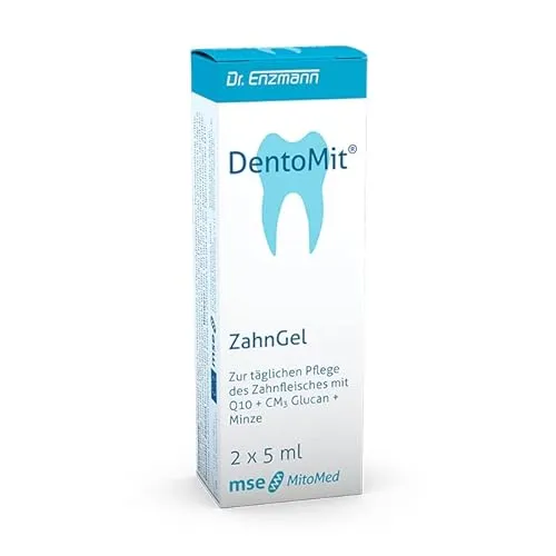DentoMit ZahnGel Zahnpflgege, hochdosiert, Mundhygiene, Mundgeruch mit Ubiquinon Kaneka Coenzym Q10, Minzöl & Glucan, vegan, Dr Enzmann