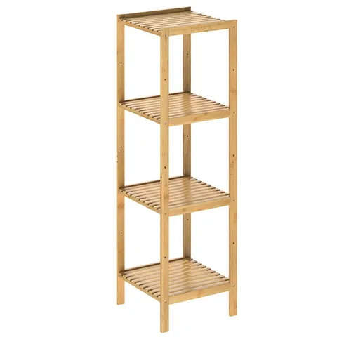 Casaria® Badezimmer Regal Bambus mit 4 Ablagen - Standregal aus hochwertigem Bambus, belastbar bis 40kg, ideal für Bad, Küche oder Wohnzimmer. Elegante Holzmaserung und hohe Flexibilität für jeden Raum.