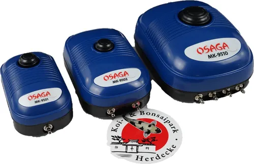 Osaga MK-Serie Regelbare Sauerstoff-Luft Teich- und Aquarienpumpe - Vielseitige Luftpumpe für alle Wasserarten, ideal für Teiche und Aquarien, inklusive Luftschlauch für sofortigen Einsatz.