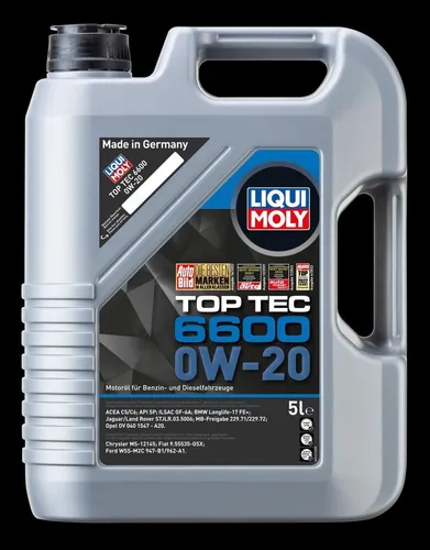LIQUI MOLY 21411 Motoröl 0W-20 - Hochleistungs-Motoröl für moderne Fahrzeuge, bietet hervorragenden Schutz und Kraftstoffeinsparungen. Ideal für Chrysler, Fiat und Ford. Inhalt: 5 Liter.