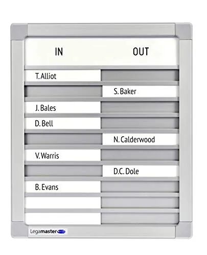 Legamaster In-and-Outboard Professional 7-622100 - Mehrzwecktafel für 10 Personen, ermöglicht einfache Statusänderungen und Austausch von Namensschildern, ideal für Büros und Organisationen.