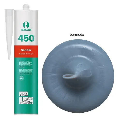 Ramsauer Dichtstoff Ramsauer 450 Sanitär Silicon Fugen Dichtstoff 310ml Kartusche, gebrauchsfertig, chemisch widerstandsfähig, schnellhärtend, UV-beständig