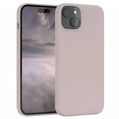 EAZY CASE Premium Silikon Handyhülle kompatibel mit iPhone 15 Plus Slimcover mit Kameraschutz und Innenfutter, Silikonhülle, Schutzhülle, Bumper, Handy Case, Hülle, Softcase, Rosabraun